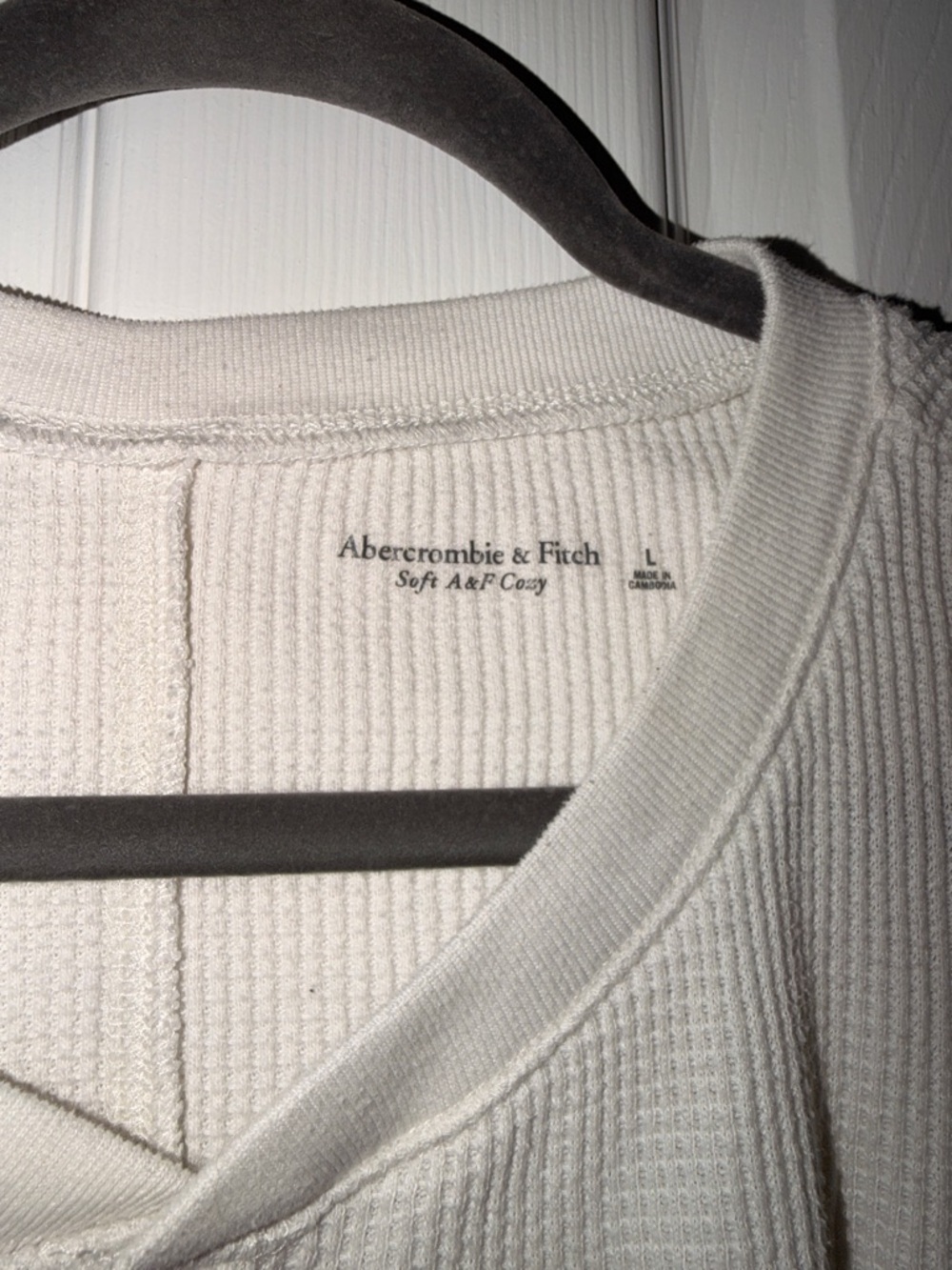 Abercrombie & Fitch Women’s Cream Waffle-Knit Long Sleeve Shirt